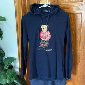 Ralph Lauren POLO Hoodie Hooded Long Sleeve T-shirt Men's Women's XS Teddy Bear